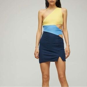 STAUD Letta asymmetric jersey mini dress